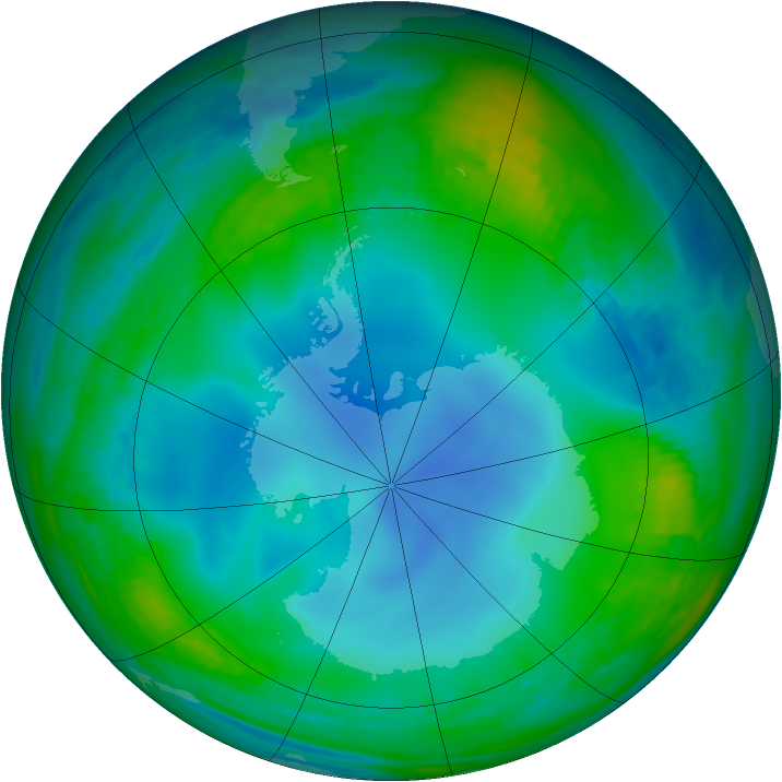 Antarctic ozone map for 26 June 1988